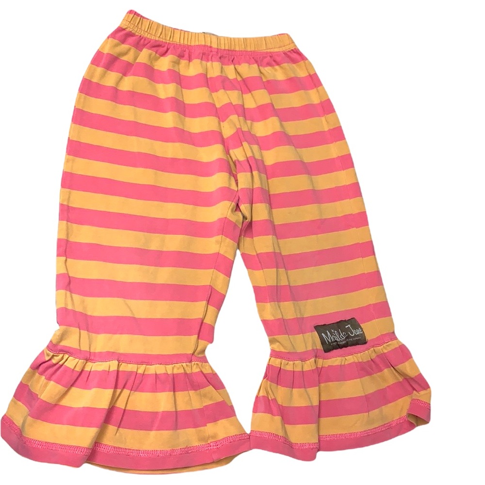 Matilda Jane big ruffles pants orange and pink striped size 4